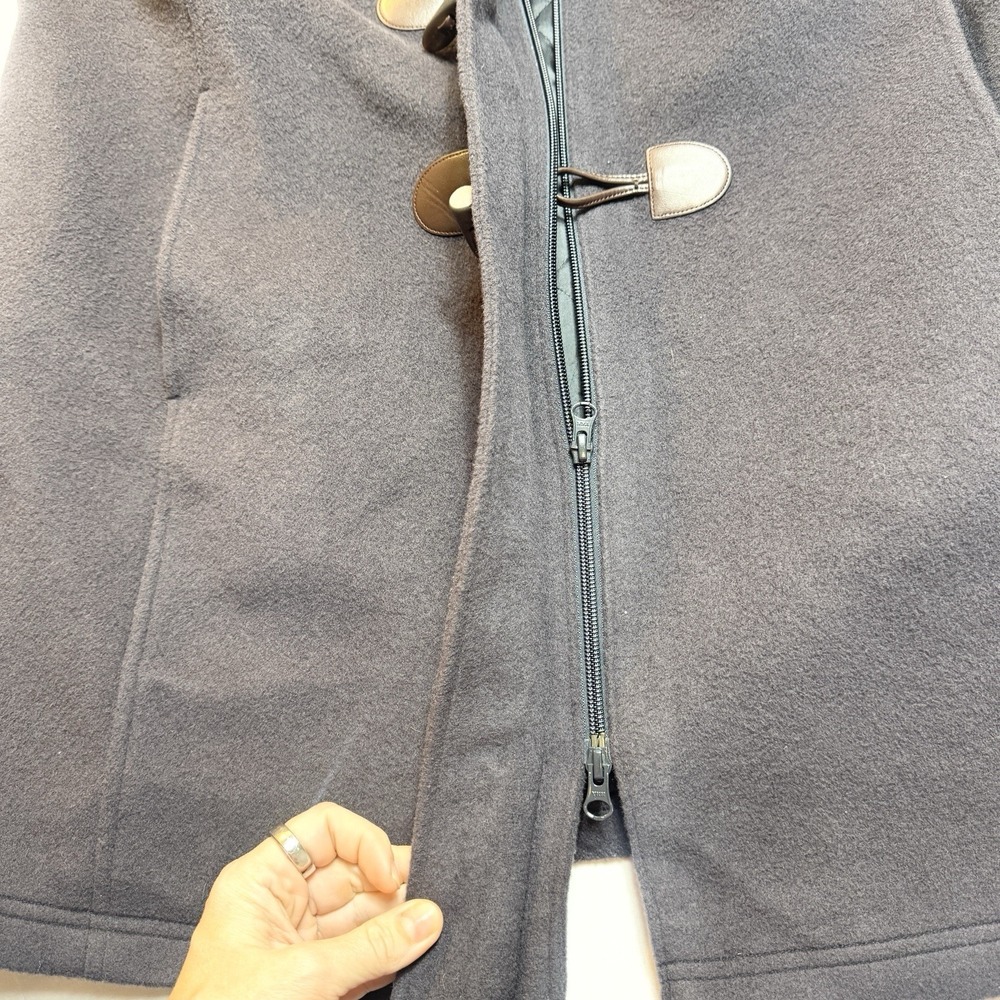 LL Bean Womens Wool Duffel Coat 2X Hooded Toggle Italian Bellandi Purple 284400 - Picture 9 of 13